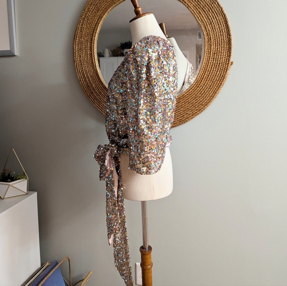 NBD x Revolve Itzel Sequin One Shoulder Top - Picture 3 of 5